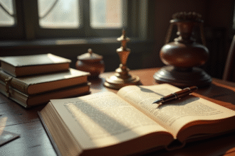 Classeur de notaire ancien avec code legal français ouvert