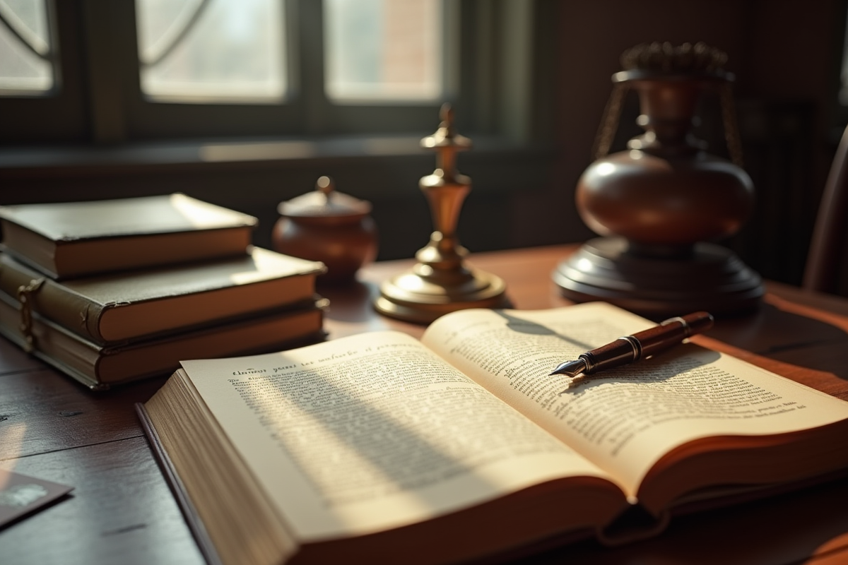 Classeur de notaire ancien avec code legal français ouvert