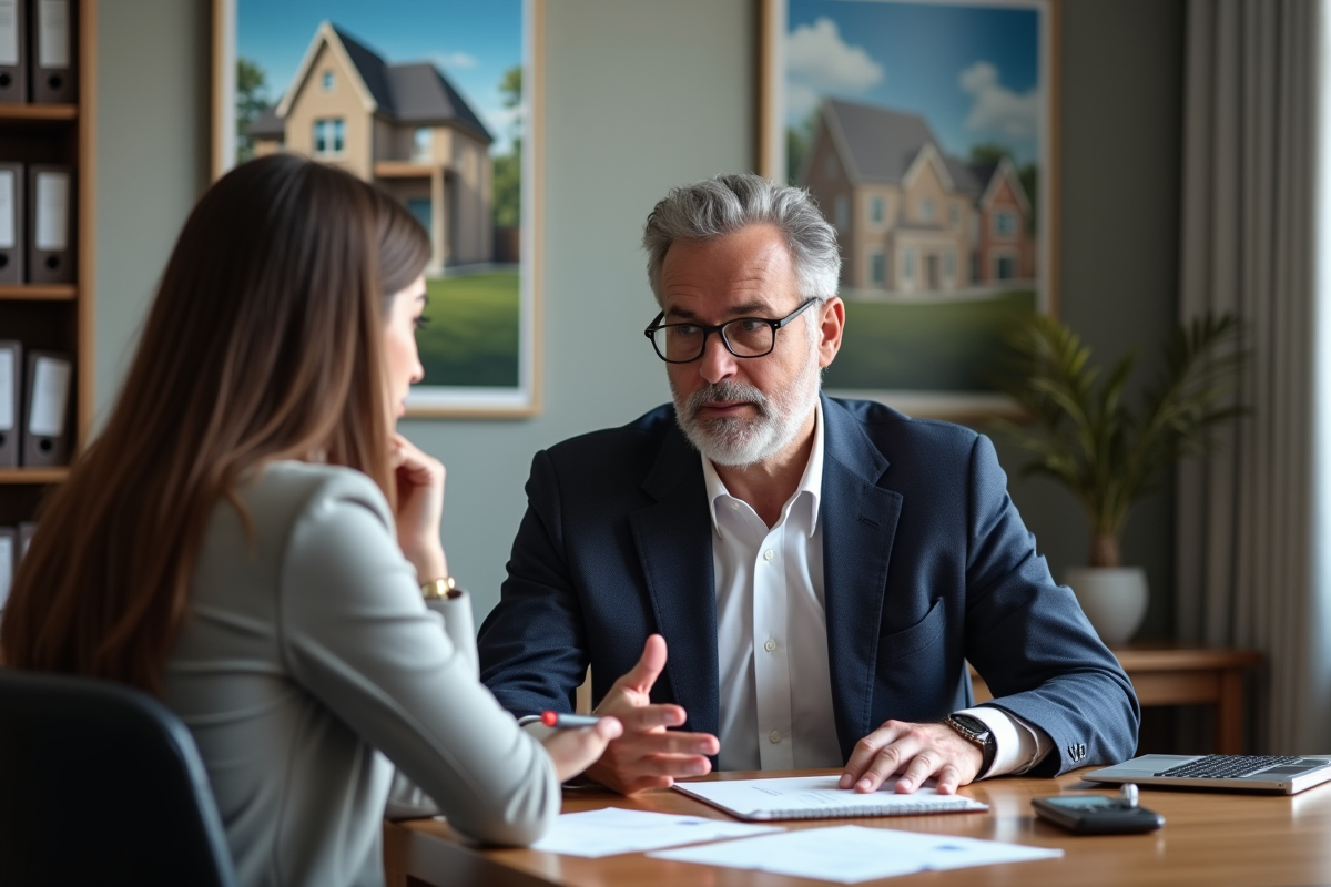 Conseiller financier aidant une jeune femme au bureau