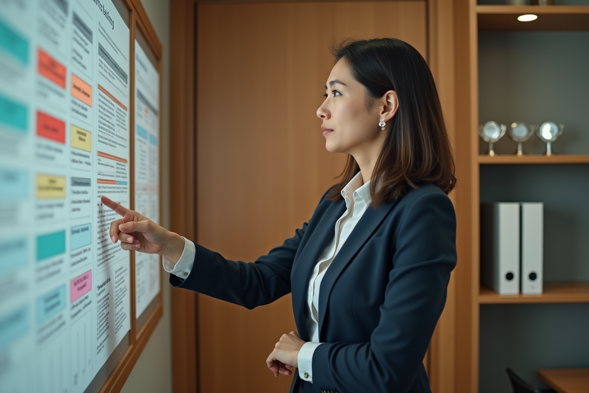 Femme professionnelle analysant un graphique en réunion