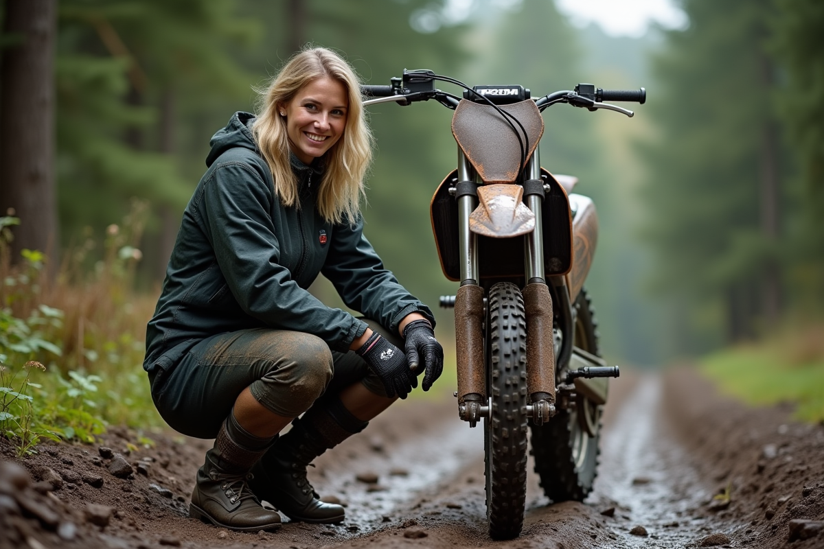 Femme vérifiant la pression du pneu d