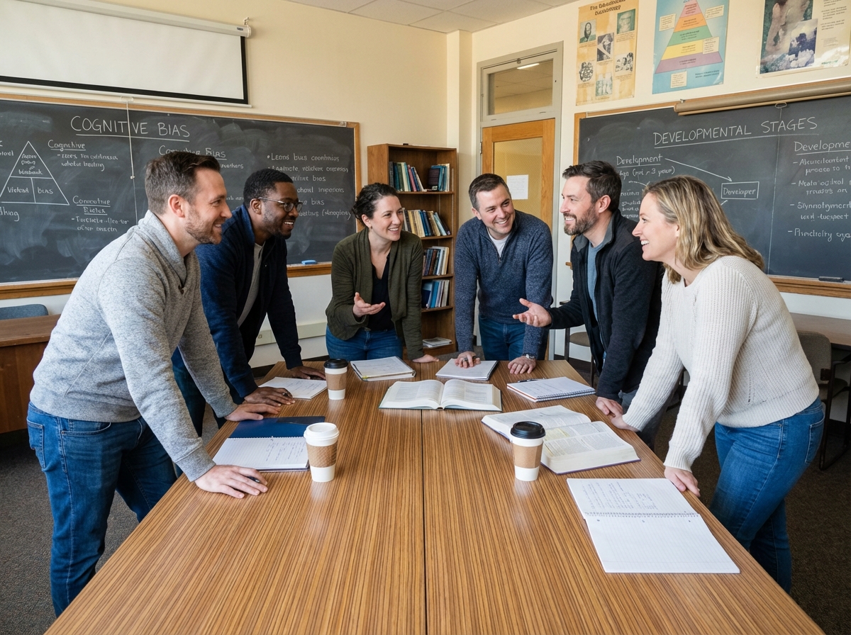 Groupe d adultes discutant en classe de psychologie