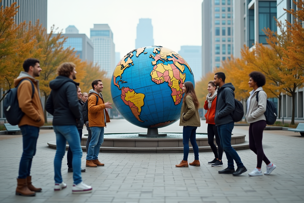 Groupe de jeunes autour d