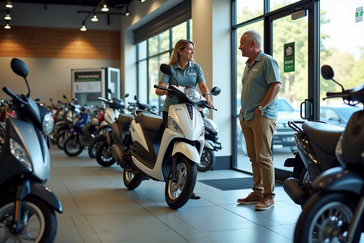 Homme discutant avec une vendeuse près d