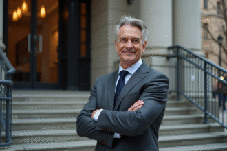 Homme d'âge moyen en costume dans un cadre urbain