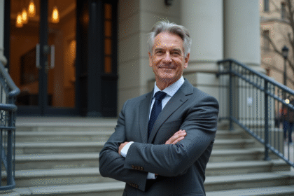 Homme d'âge moyen en costume dans un cadre urbain