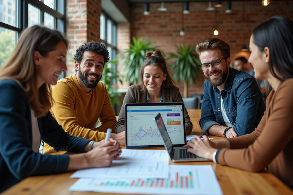 Groupe de jeunes professionnels collaborant dans un espace de coworking